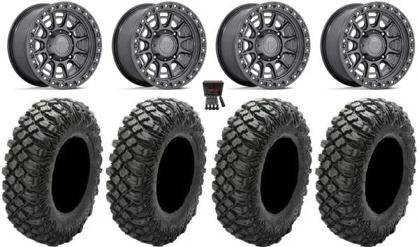 Fuel Cycle 15″ Wheels Gunmetal +38mm 32″ Crawler XG Tires Polaris Sportsman / RZR / Ranger