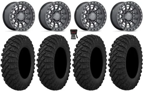 Fuel Cycle 15″ Wheels Gunmetal +38mm 32″ Crawler XP Tires Polaris Sportsman / RZR / Ranger