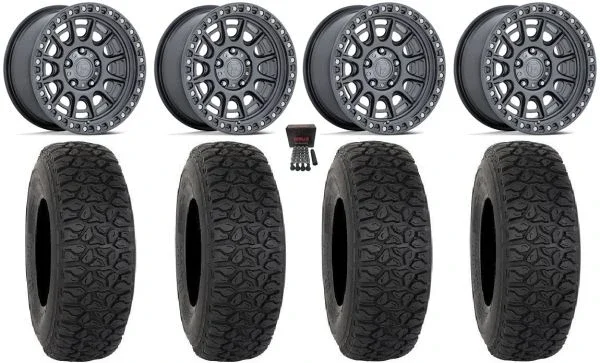 Fuel Cycle 15″ Wheels Gunmetal +38mm 32″ DX440 Tires CFMoto UForce U10 Pro / U10 XL Pro / ZForce Z10 / Z10-4