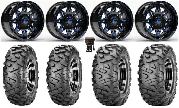 Fuel Lethal Blue 14″ Wheels 29″ BigHorn Tires Polaris Sportsman / RZR / Ranger