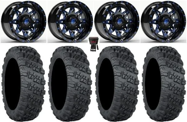 Fuel Lethal Blue 15″ Wheels 33″ Versa Cross V3 Tires Can-Am Maverick X3 / Honda Pioneer 1000 / Talon