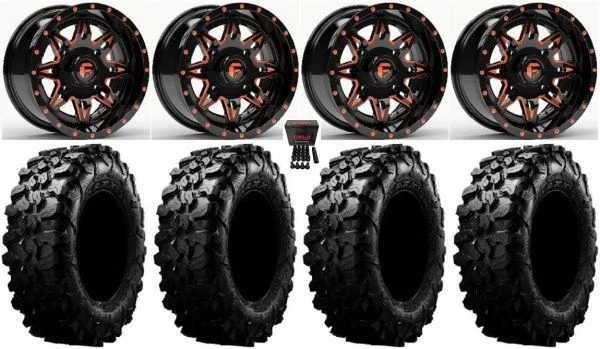 Fuel Lethal Orange 14″ Wheels 28″ Carnivore Tires Polaris Sportsman / RZR / Ranger