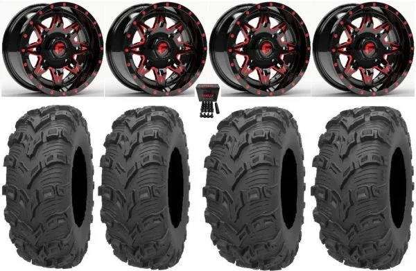 Fuel Lethal Red 14″ Wheels 28″ Bear Claw EVO Tires Polaris RZR XP 1000 / PRO XP / Ranger XP 900/1000