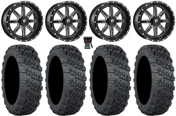 Fuel Maverick Black 20″ Wheels 33″ Versa Cross V3 Tires Kawasaki Teryx Mule