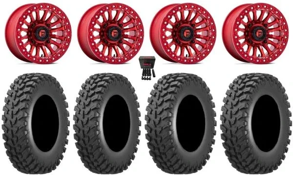 Fuel Rincon Bdlk 15″ Wheels Red 30″ Cross Trail Tires Can-Am Maverick X3 / Honda Pioneer 1000 / Talon