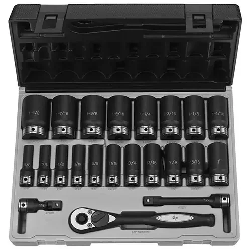 Grey Pneumatic 22 Piece 1/2″ Drive 6 Point SAE Deep Duo Impact Socket Set – 82622D