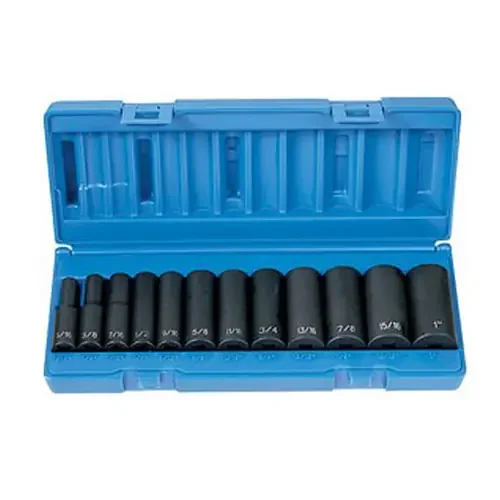 Grey Pneumatic 3/8″ Drive 12-Point Deep Length SAE Socket Set – 1202D