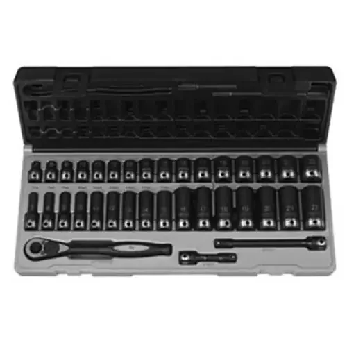 Grey Pneumatic 35 Piece 6pt 3/8″ Drive Metric Standard & Deep Impact Socket Set – 81635MRD
