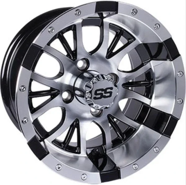 GTW Diesel 12×7 Golf Cart Wheel – Machined/Black (4/4) 3+4 [19-249]