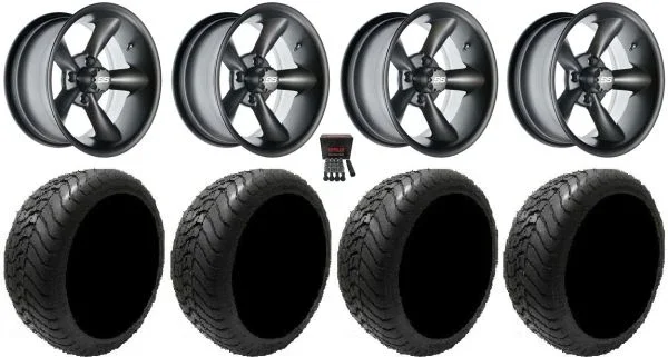 GTW Godfather 14″ Golf Cart Wheels Gray 225×30 Mamba Tires E-Z-GO & Club Car