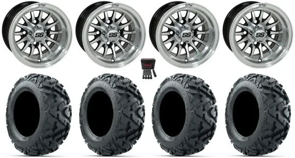 GTW Medusa 10″ Golf Wheels Black 20″ Barrage Mud Tires E-Z-GO & Club Car
