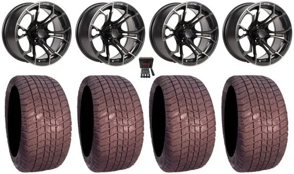 GTW Spyder 12″ Golf Wheels Bronze 255×50 Excel Classic Tires E-Z-GO & Club Car
