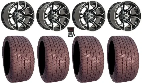 GTW Spyder 12″ Golf Wheels Machined 255×50 Excel Classic Tires Yamaha