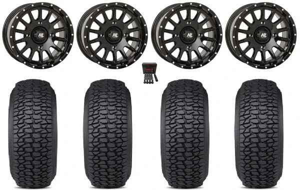 High Lifter HL25 15″ Wheels Bk 32″ Regulator 2 Tires Kawasaki Teryx Mule