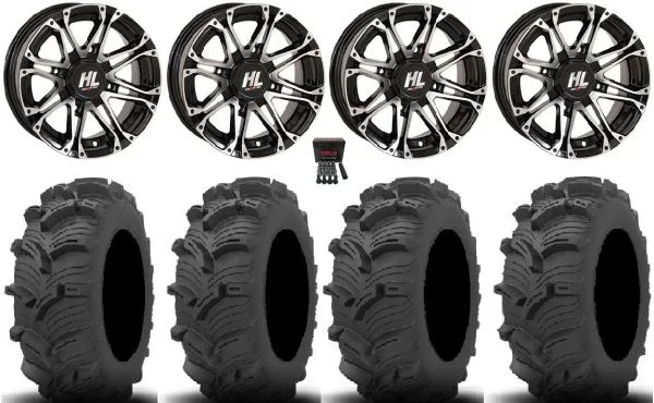 High Lifter HL3 12″ Wheels Machined 25″ Executioner Tires Can-Am Commander Maverick Renegade Outlander Defender