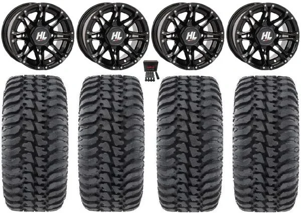 High Lifter HL3 14″ Wheels Bk 28″ Regulator Tires Honda Foreman Rancher SRA