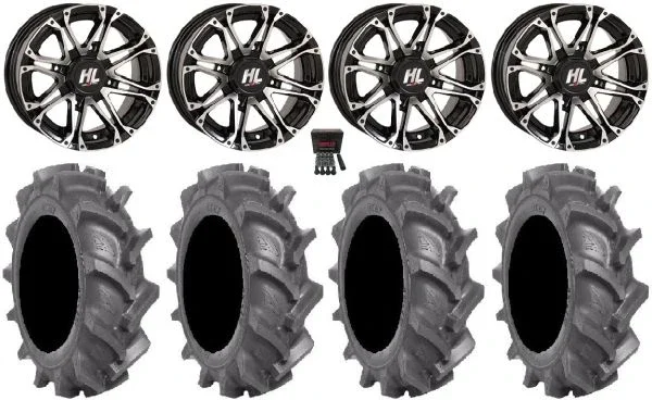 High Lifter HL3 14″ Wheels Mh 28″ BKT AT 171 Tires Honda Foreman Rancher SRA