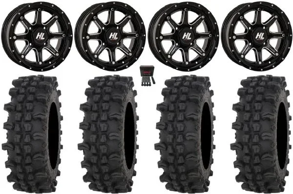 High Lifter HL4 14″ Wheels Machined 30″ ACP Tires Kawasaki Mule Pro FXT KRX / Yamaha Wolverine RMAX / YXZ 2019+