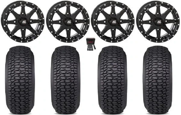 High Lifter HL9 Bdlk 15″ Wheels Bk 35″ Regulator 2 Tires Kawasaki Mule Pro FXT KRX / Yamaha Wolverine RMAX / YXZ 2019+