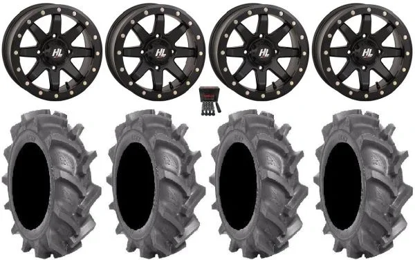 High Lifter HL9 Beadlock 14″ Wheels Bk (4+3) 30″ BKT AT 171 Tires Can-Am Commander Maverick Renegade Outlander Defender