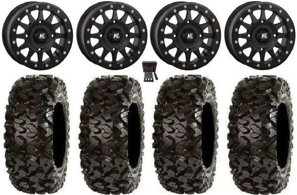 High Lifter HLA1 Bdlk 14″ Wheels Bk 30″ Rip Saw Tires Kawasaki Teryx Mule