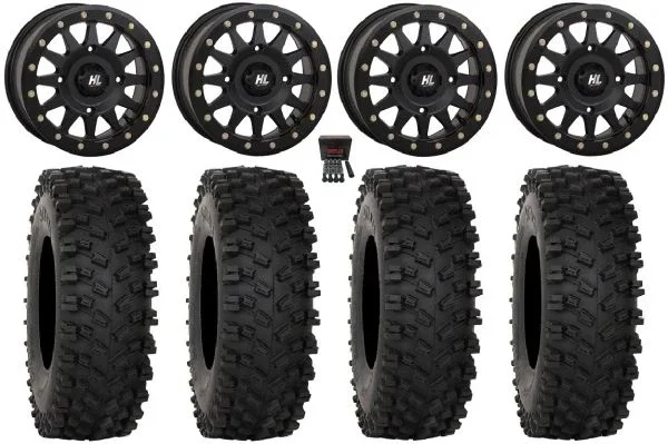 High Lifter HLA1 Bdlk 15″ Wheels Bk 33″ ATX470 Tires Can-Am Commander Maverick Renegade Outlander Defender