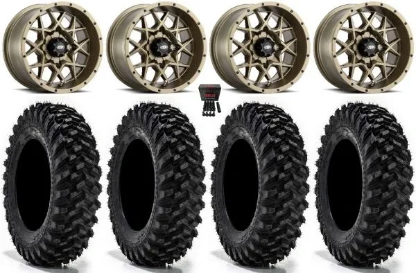 ITP Hurricane 14″ Wheels Bronze 34″ Warrior XT Sticky Tires Polaris Sportsman / RZR / Ranger