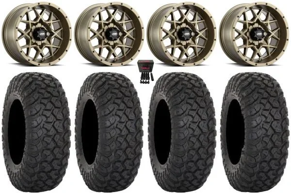 ITP Hurricane 15″ Wheels Bronze 32″ RT320 Tires Can-Am Maverick X3 / Honda Pioneer 1000 / Talon