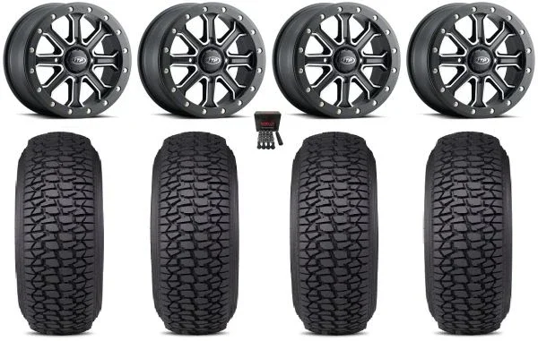 ITP Inertia Bdlk 15″ Wheels Bk +40mm 30″ Regulator 2 Tires Polaris Sportsman / RZR / Ranger