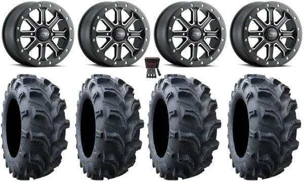 ITP Inertia Beadlock 14″ Wheels Black +40mm 27″ Vampire II Tires Polaris RZR XP 1000 / PRO XP / Ranger XP 900/1000