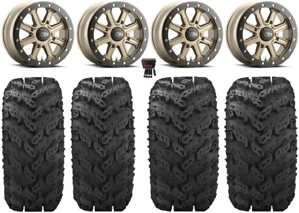 ITP Inertia Beadlock 14″ Wheels Br +40mm 26″ Reptile Tires Kawasaki Teryx Mule
