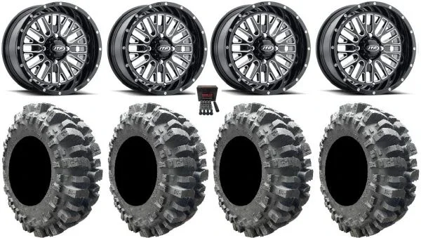 ITP Momentum 14″ Wheels Milled 28″ Bogger Tires Polaris Sportsman / RZR / Ranger