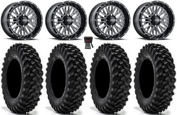 ITP Momentum 15″ Wheels Milled 30″ Warrior XT Tires Kawasaki Teryx Mule