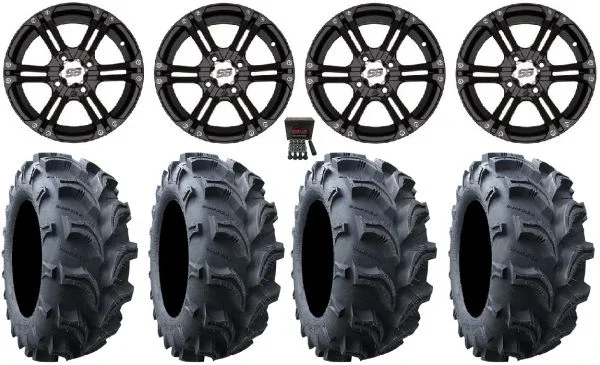 ITP SS212 14″ Wheels Black 27″ Vampire II Tires Yamaha Viking Wolverine YXZ1000R CFMoto ZForce 950 UForce 1000