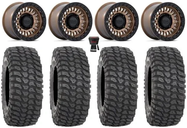 KMC Aztec Beadlock 15″ Wheels Bronze +38mm 32″ XCR350 Tires Polaris Sportsman / RZR / Ranger