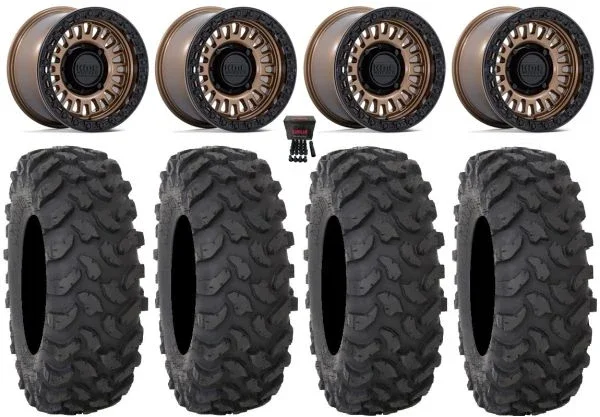 KMC Aztec Beadlock 15″ Wheels Bronze +38mm 35″ XTR370 Tires Can-Am Maverick X3 / Honda Pioneer 1000 / Talon