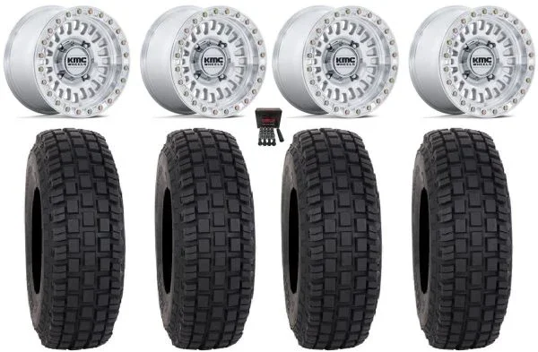 KMC Aztec Beadlock 15″ Wheels Machined +0mm 32″ RX600 Tires Can-Am Maverick X3 / Honda Pioneer 1000 / Talon