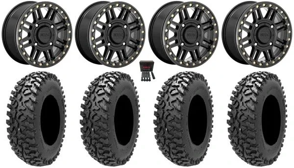 KMC Cage Beadlock 15″ Wheels Black 32″ Rampage Fury Tires Polaris RZR XP 1000 / PRO XP / Ranger XP 900/1000