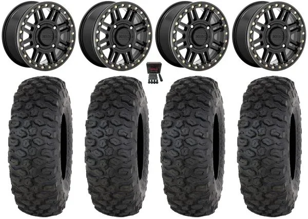 KMC Cage Beadlock 15″ Wheels Black 33″ Chicane DS Tires Polaris Sportsman / RZR / Ranger
