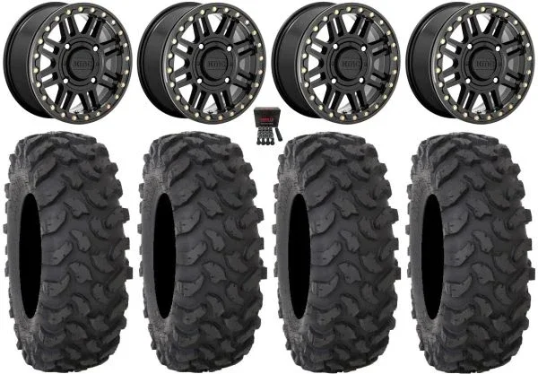 KMC Cage Beadlock 15″ Wheels Black 33″ XTR370 Tires Can-Am Maverick X3 / Honda Pioneer 1000 / Talon