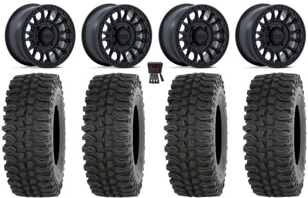 KMC Impact 15″ Wheels Black +10mm 33″ BDC Tires Polaris Sportsman / RZR / Ranger