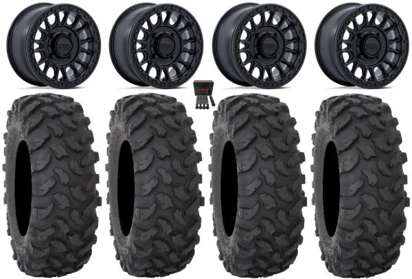 KMC Impact 15″ Wheels Black +10mm 35″ XTR370 Tires Can-Am Maverick X3 / Honda Pioneer 1000 / Talon