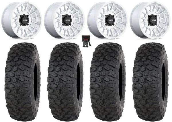 KMC Impact 15″ Wheels Machined 32″ Chicane DS Tires Kawasaki Teryx Mule