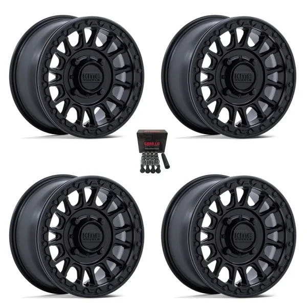 KMC KS239 Impact 15×7/15×10 Wheels Satin Black +10mm/+0mm Kawasaki Mule Pro FXT KRX / Yamaha Wolverine RMAX / YXZ 2019+
