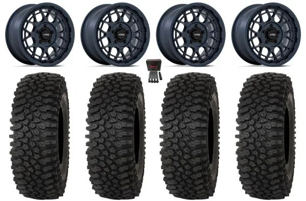 KMC Technic 15″ Wheels Blue 35″ Roctane STX Tires Polaris RZR Turbo R & Pro R Ranger 1500 Xpedition