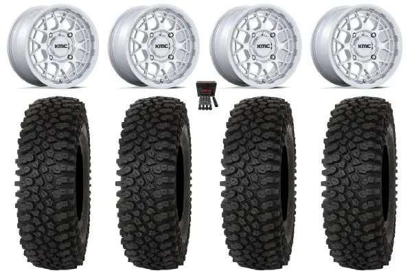 KMC Technic 15″ Wheels Gloss Machined 33″ Roctane ST Tires Can-Am Commander Maverick Renegade Outlander Defender