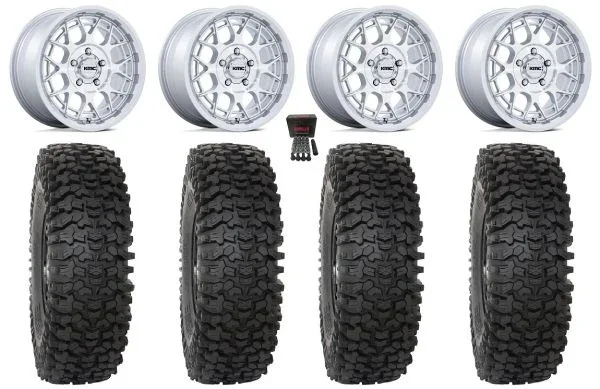 KMC Technic 15″ Wheels Gloss Machined 37″ RC500S Sticky Tires Polaris RZR Turbo R & Pro R Ranger 1500 Xpedition