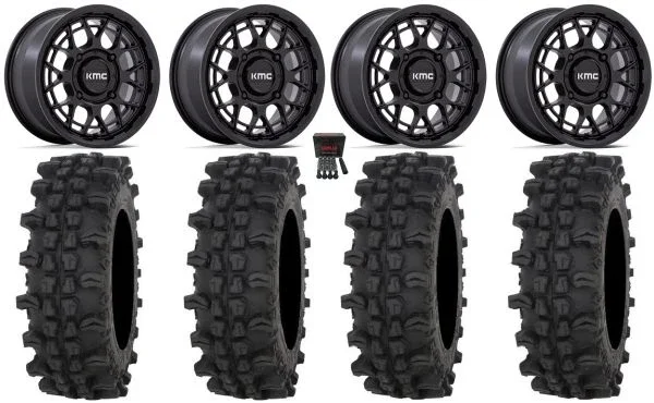 KMC Technic 15″ Wheels Matte Black 32″ ACP Tires Polaris Sportsman / RZR / Ranger
