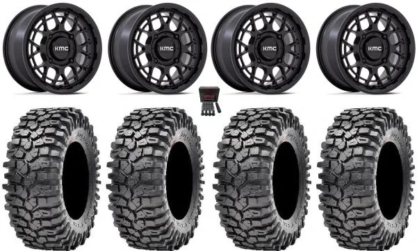 KMC Technic 15″ Wheels Matte Black 32″ Roxxzilla Tires Polaris Sportsman / RZR / Ranger