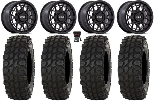 KMC Technic 15″ Wheels Matte Black 32″ XComp ATR Tires Polaris Sportsman / RZR / Ranger